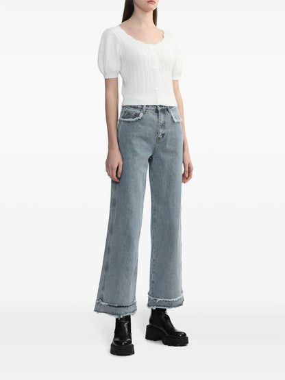 Cable-Knit Short-Sleeve Cardigan