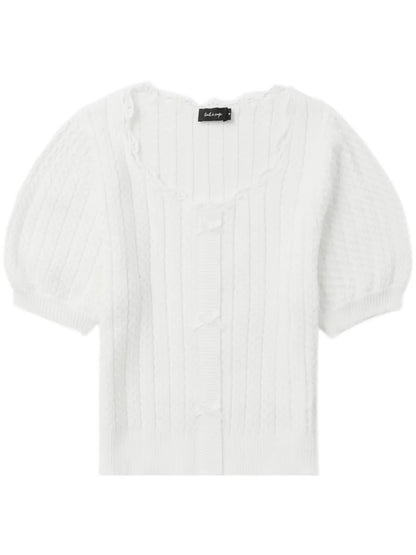 Cable-Knit Short-Sleeve Cardigan