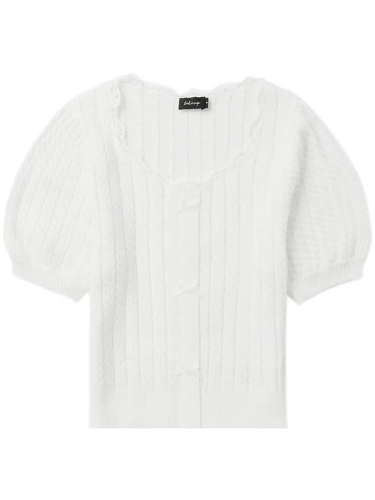 Cable-Knit Short-Sleeve Cardigan