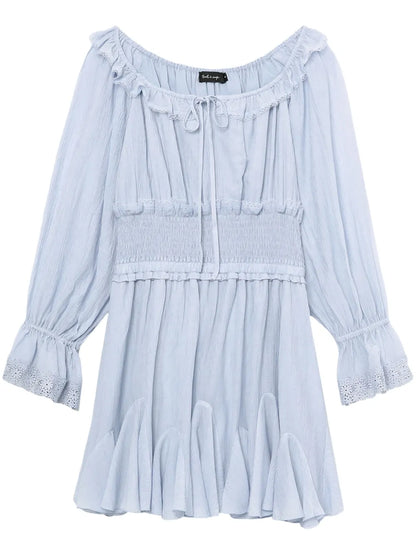 Lace-Trim Pleated Minidress