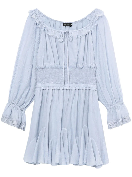 Lace-Trim Pleated Minidress
