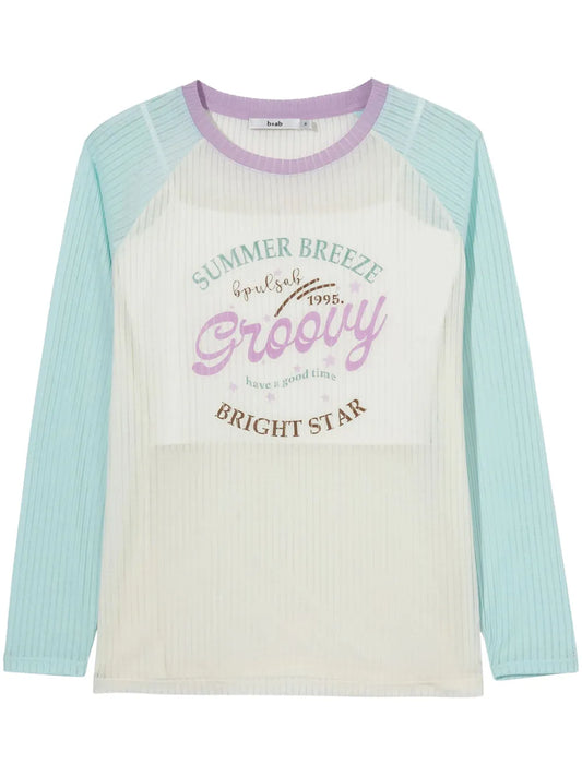 Slogan-Print Ribbed Top