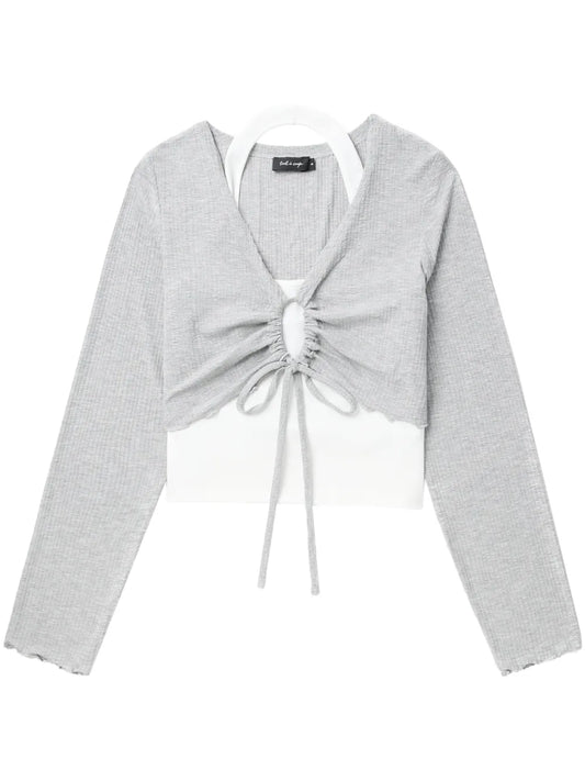 Tie-Fastening Layered T-Shirt