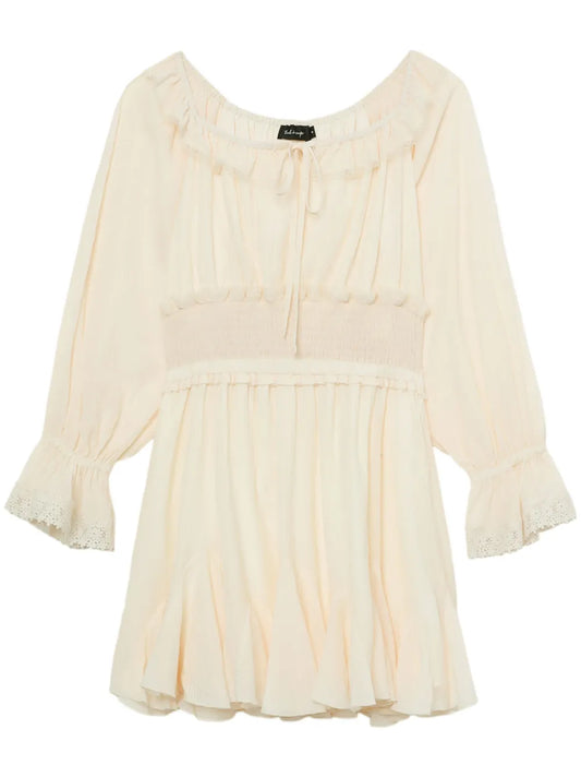 Lace-Trim Pleated Minidress