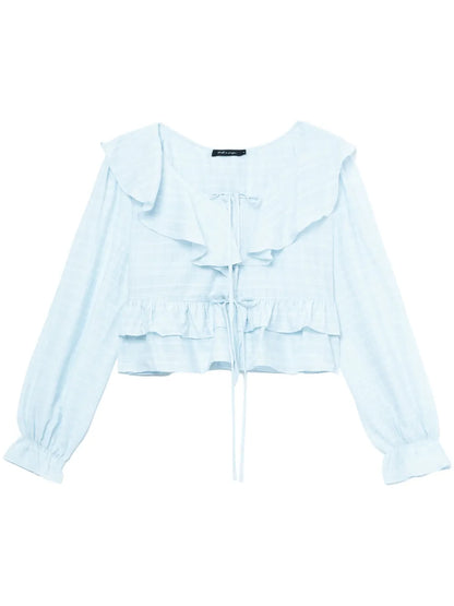 Ruffle-Detail Striped Blouse
