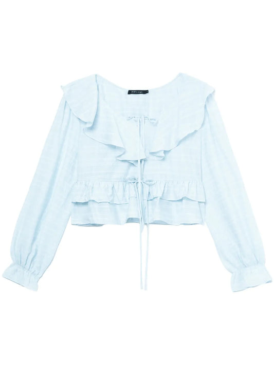 Ruffle-Detail Striped Blouse