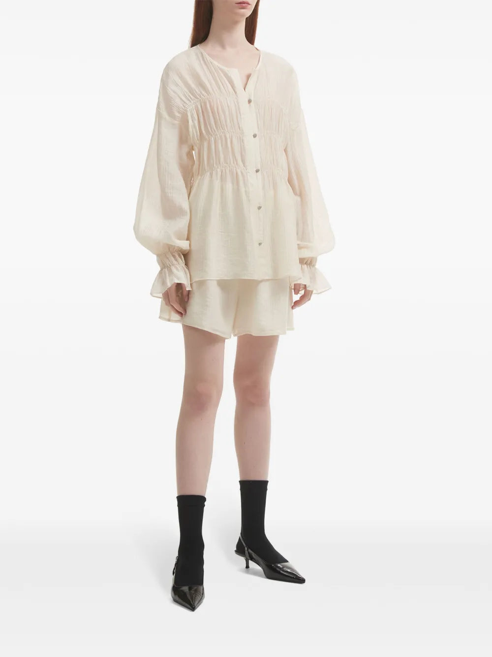 Pleated Shirred-Effect Short Set