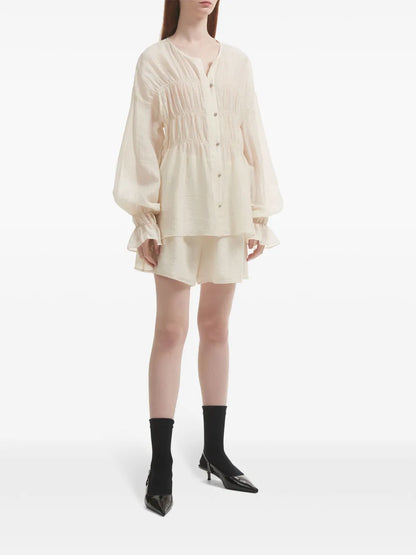 Pleated Shirred-Effect Short Set