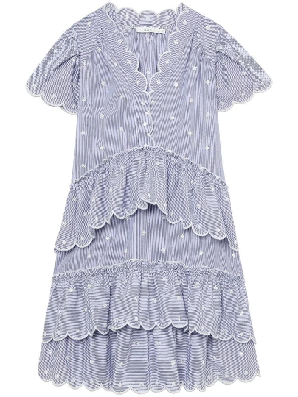 Striped Scallop-Trim Minidress