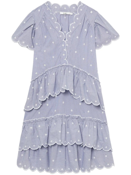 Striped Scallop-Trim Minidress