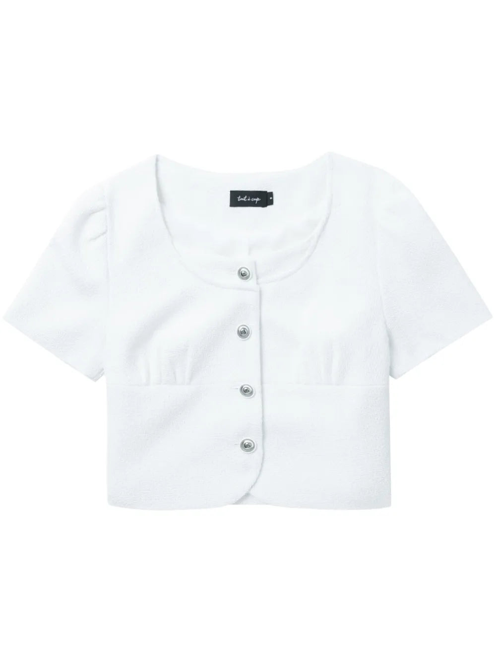 Gathered-Detail Button-Up Crop Top