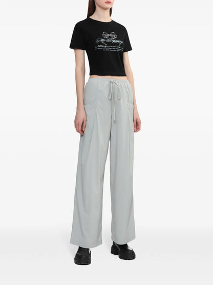 Drawstring-Waist Wide-Leg Trousers