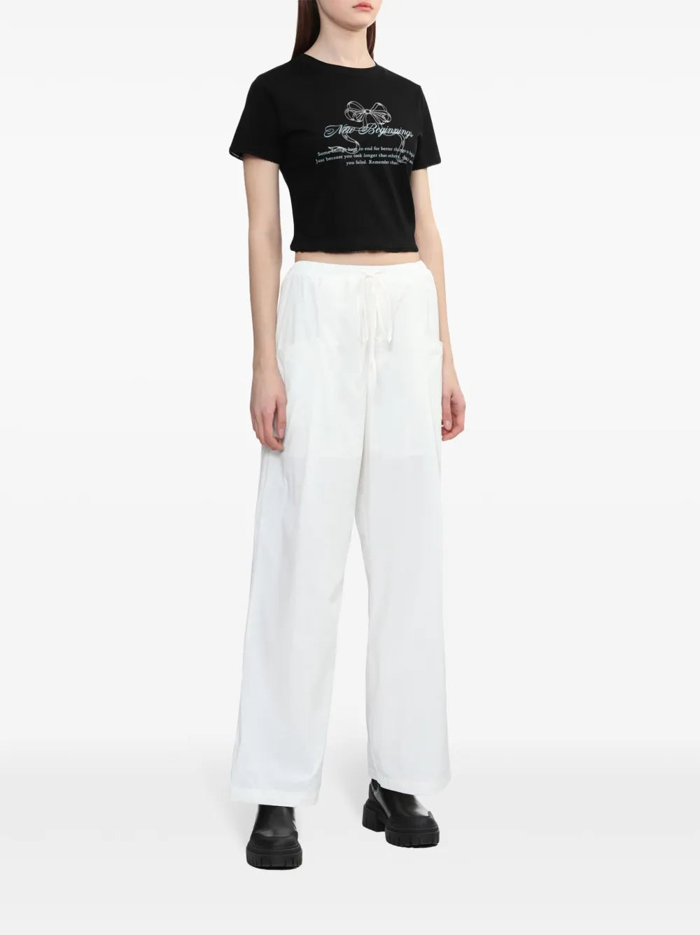 Drawstring-Waist Wide-Leg Trousers