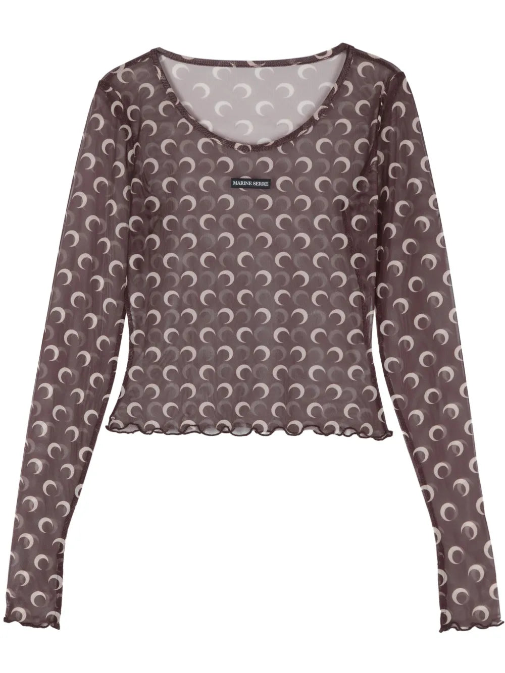 Moon-Print Mesh Crop Top
