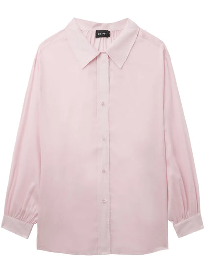 Ruched-Detail Button-Up Shirt