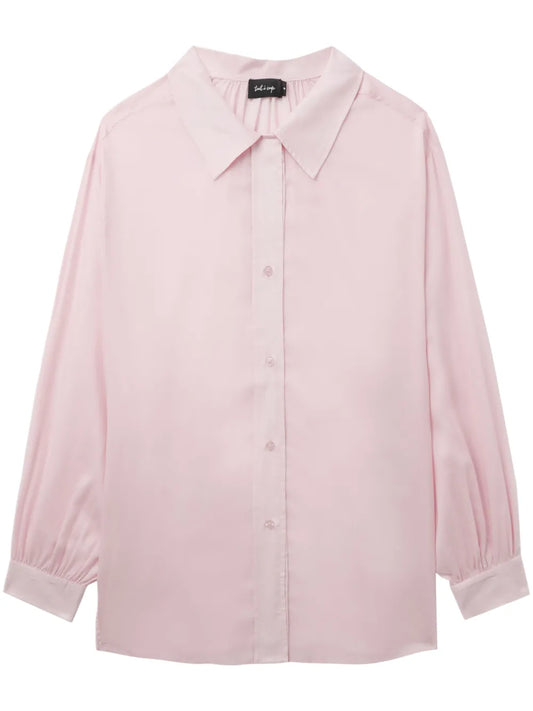 Ruched-Detail Button-Up Shirt