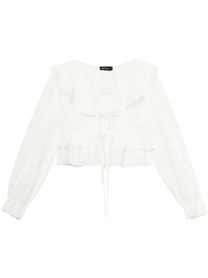 Ruffle-Detail Striped Blouse