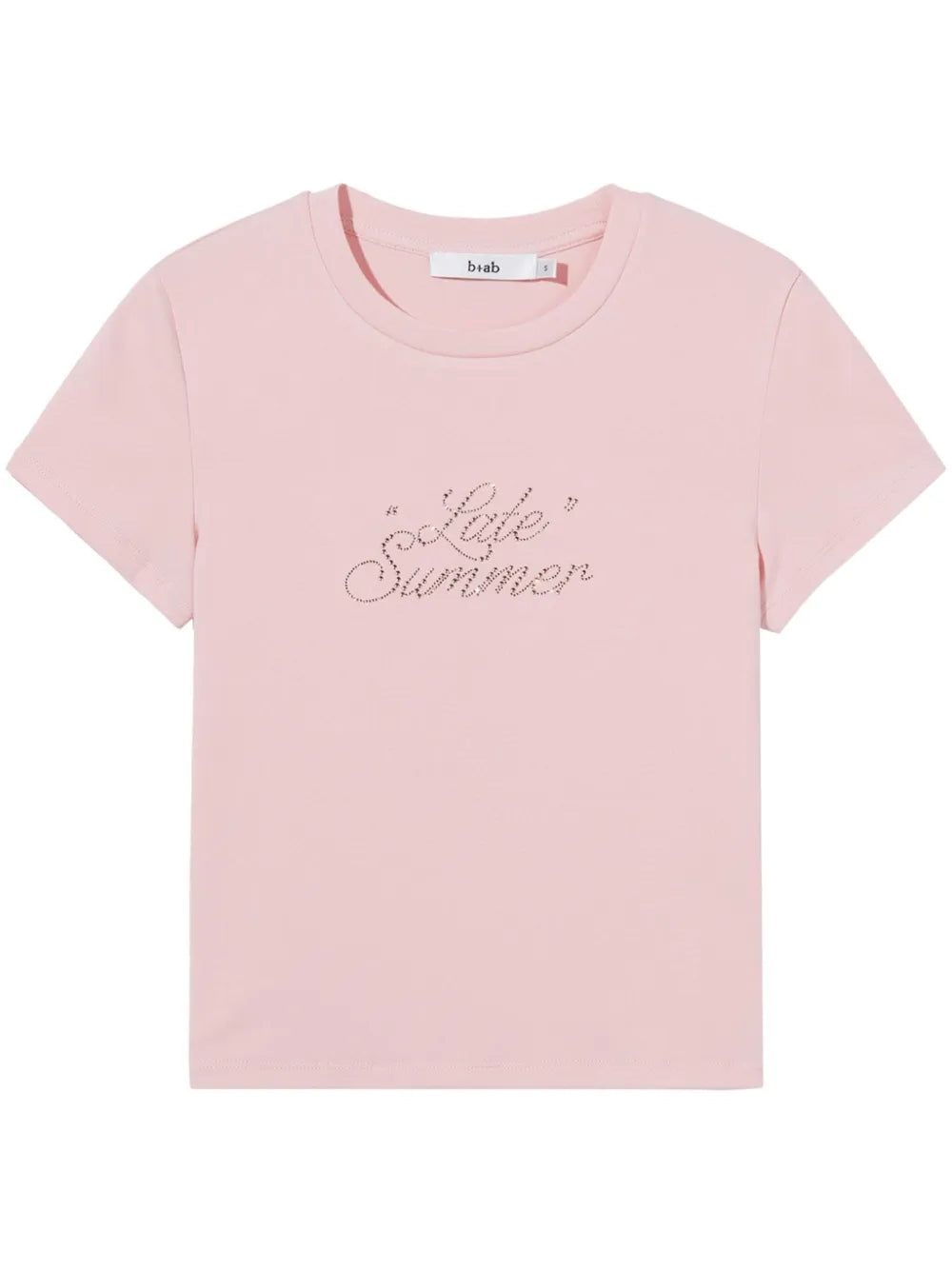 Rhinestone-Slogan Crew-Neck T-Shirt