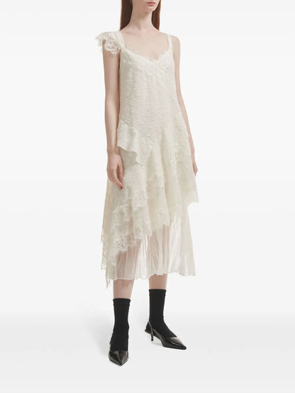 Lace-Trimmed Midi Dress