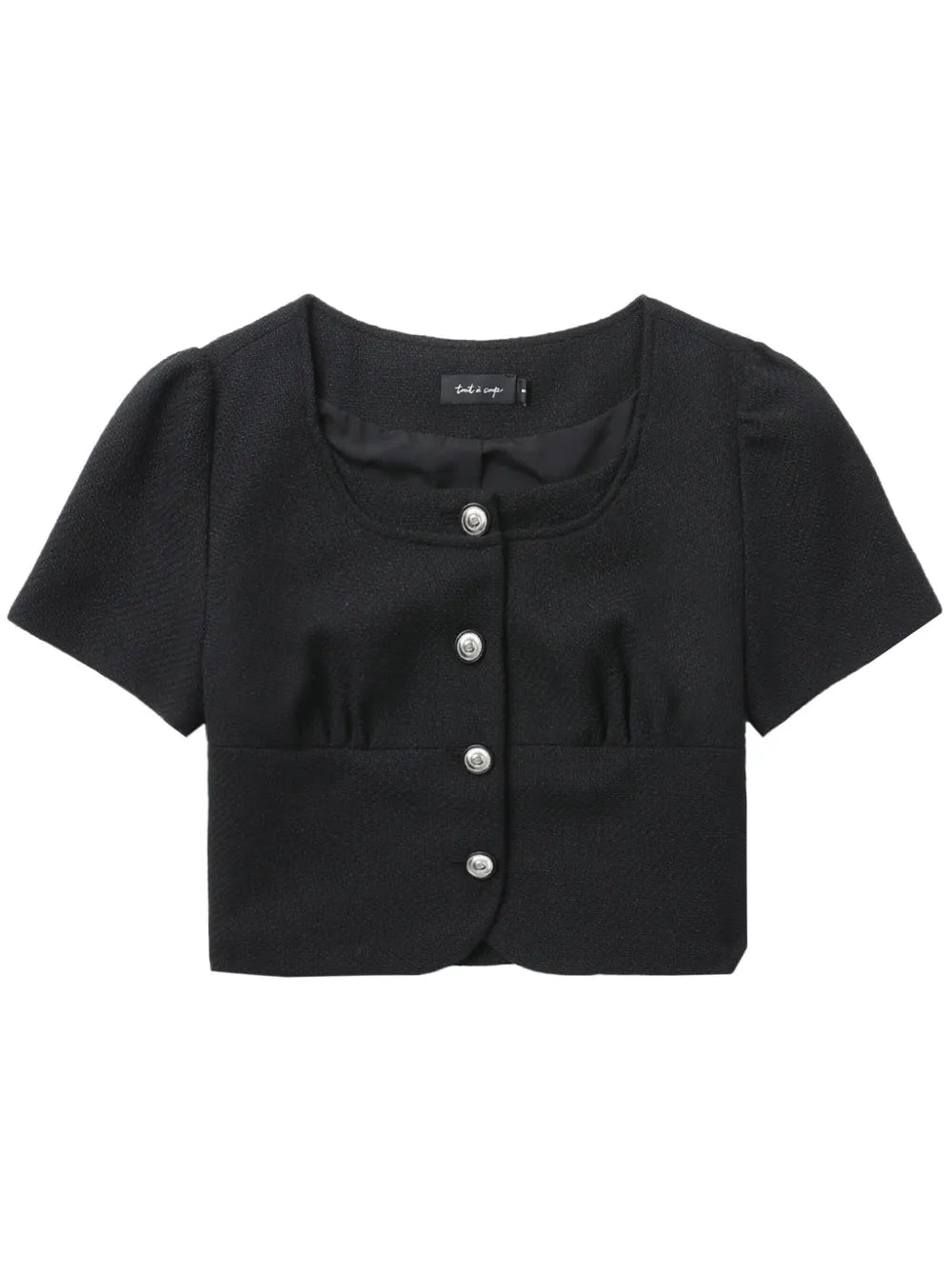 Gathered-Detail Button-Up Crop Top
