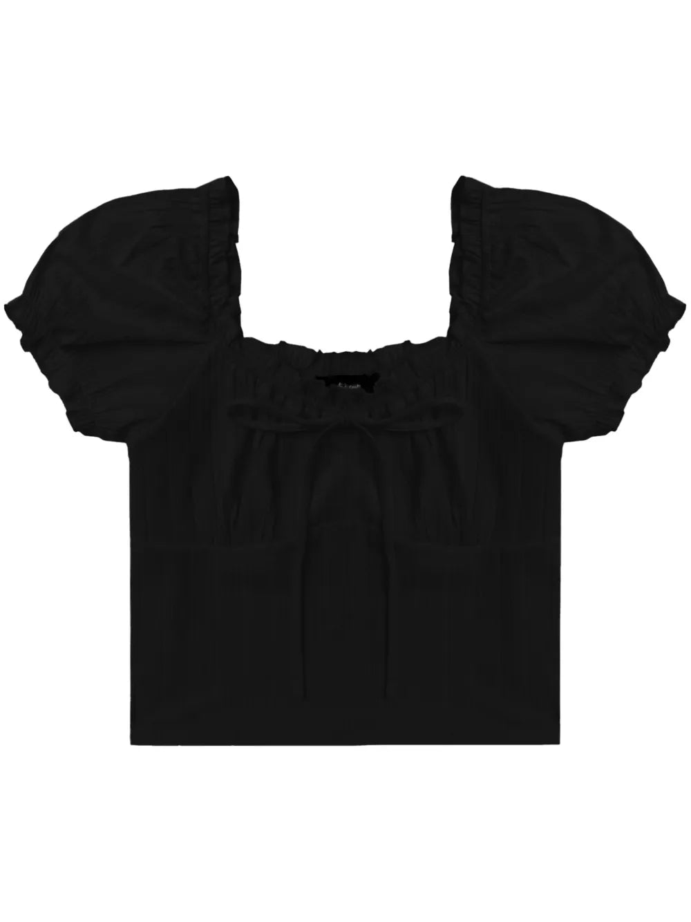 Puff-Sleeves Ruffle-Trim Blouse