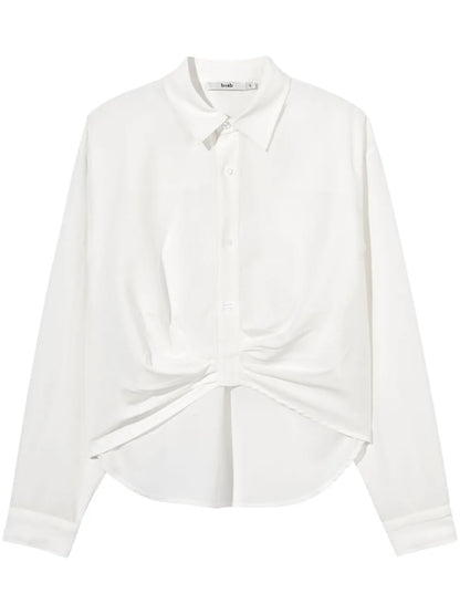 Gathered-Detail Long-Sleeve Shirt