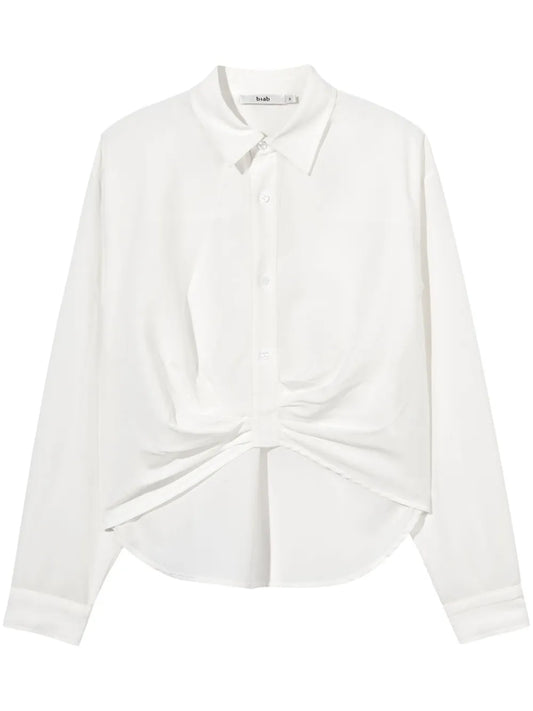 Gathered-Detail Long-Sleeve Shirt