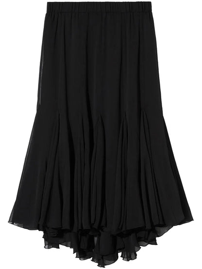 Layered Pleated Midi Skirt