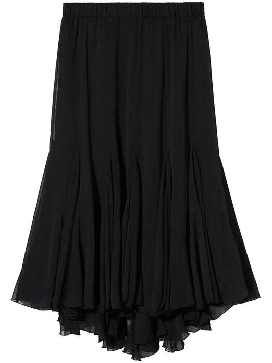 Layered Pleated Midi Skirt