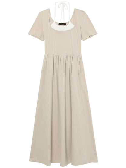 Layered Halterneck Midi Dress