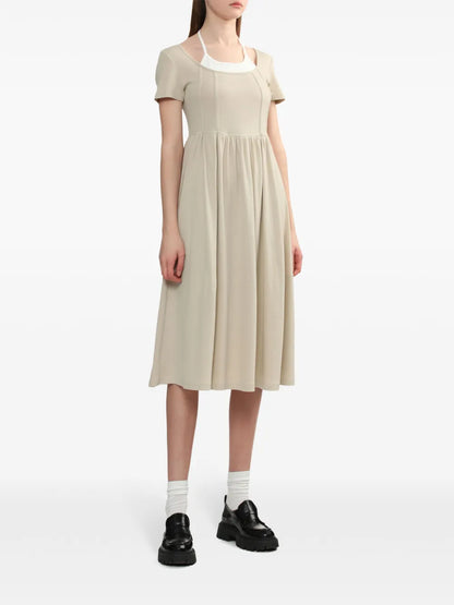 Layered Halterneck Midi Dress