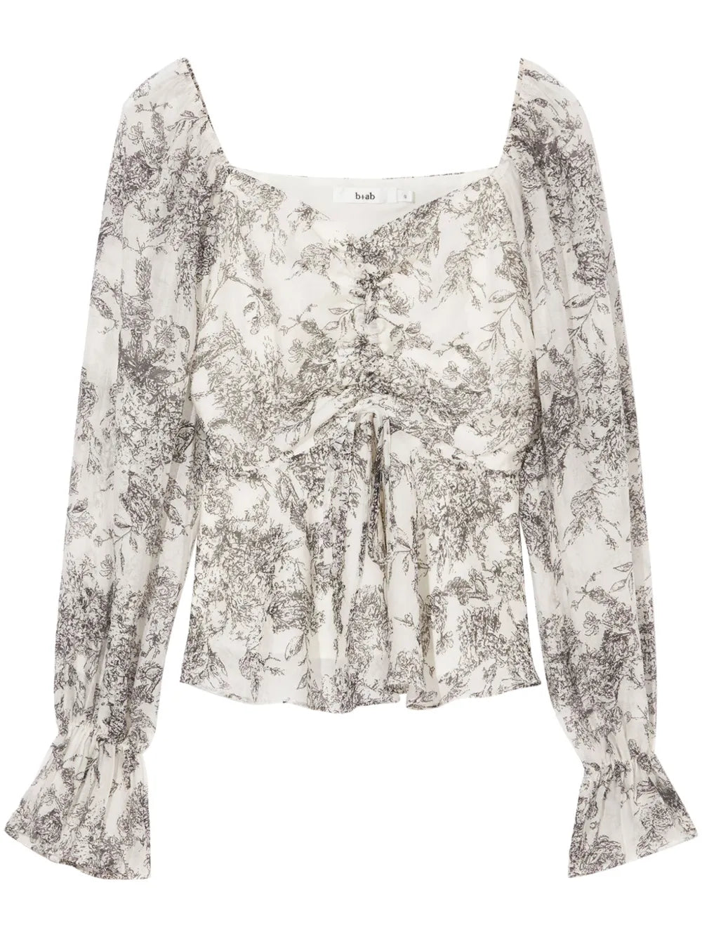 Ruched Floral-Print Blouse