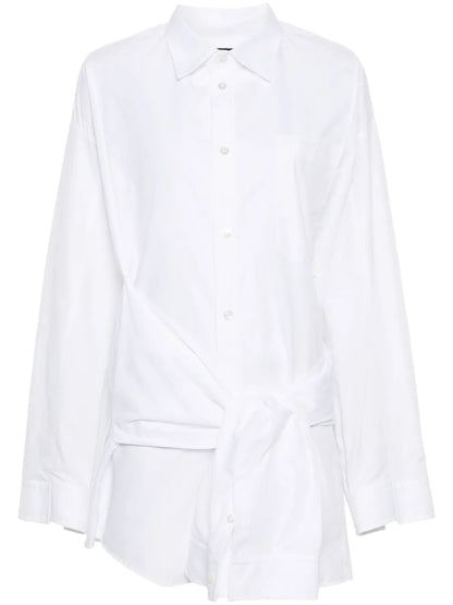 Knotted-Sleeve Cotton Shirt