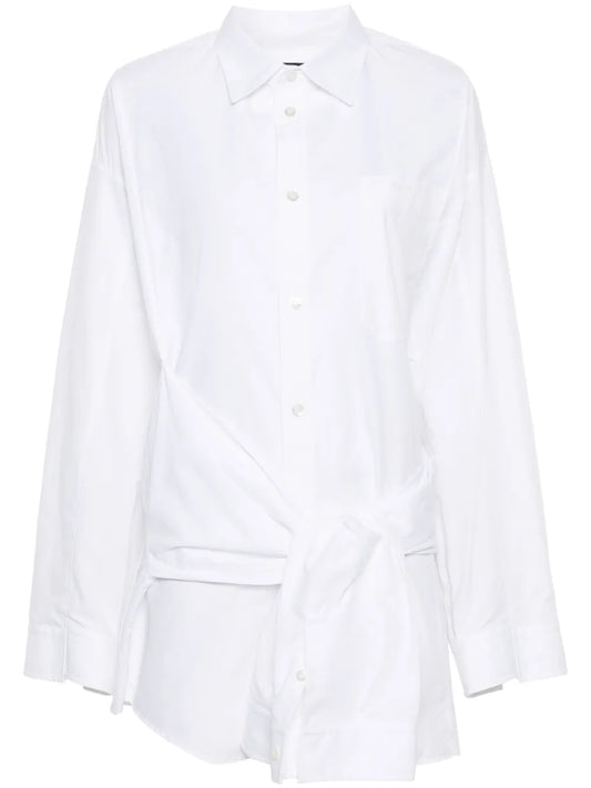 Knotted-Sleeve Cotton Shirt