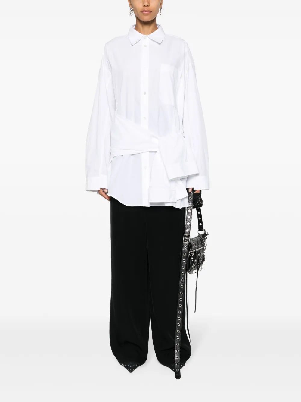 Knotted-Sleeve Cotton Shirt