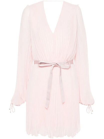 Fully-Pleated Chiffon Mini Dress
