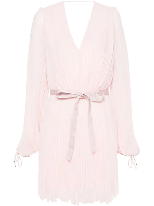 Fully-Pleated Chiffon Mini Dress