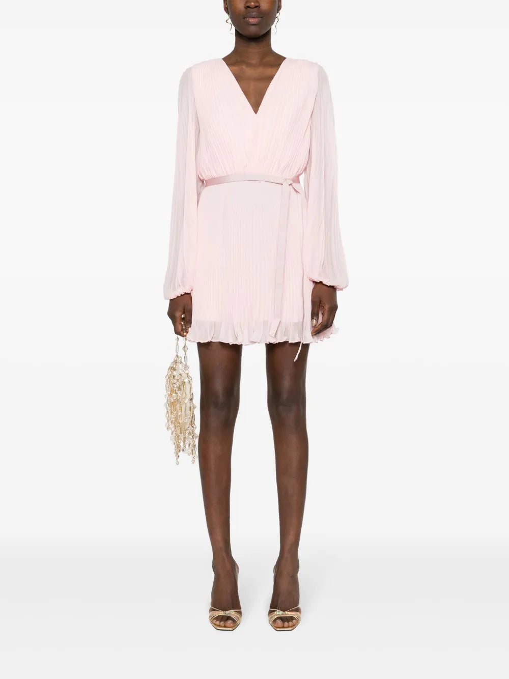 Fully-Pleated Chiffon Mini Dress