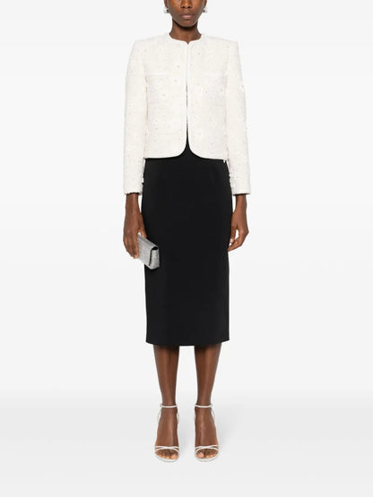 Floral-Appliqué Bouclé Jacket