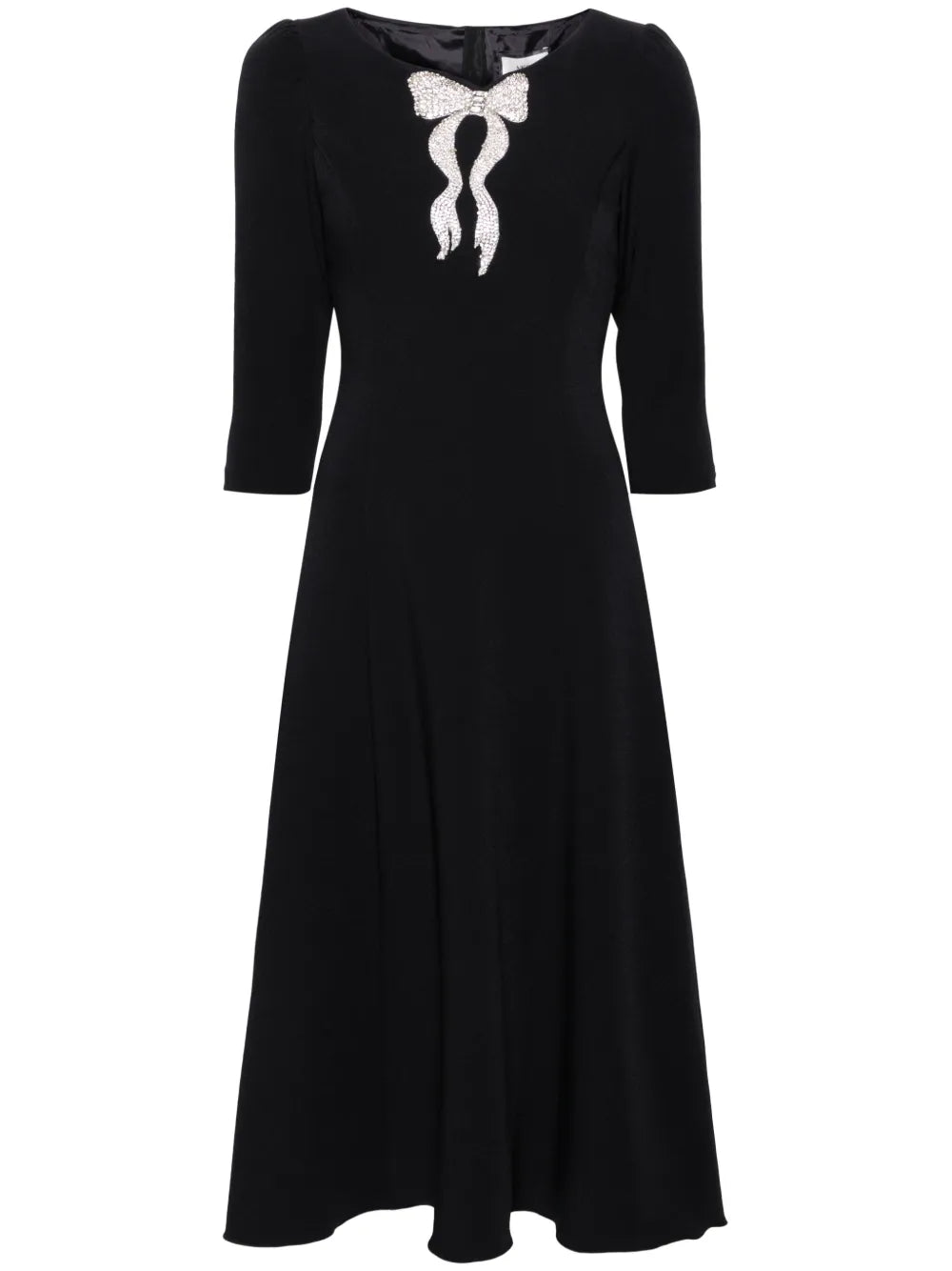 Rhinestoned Crepe Midi Dress