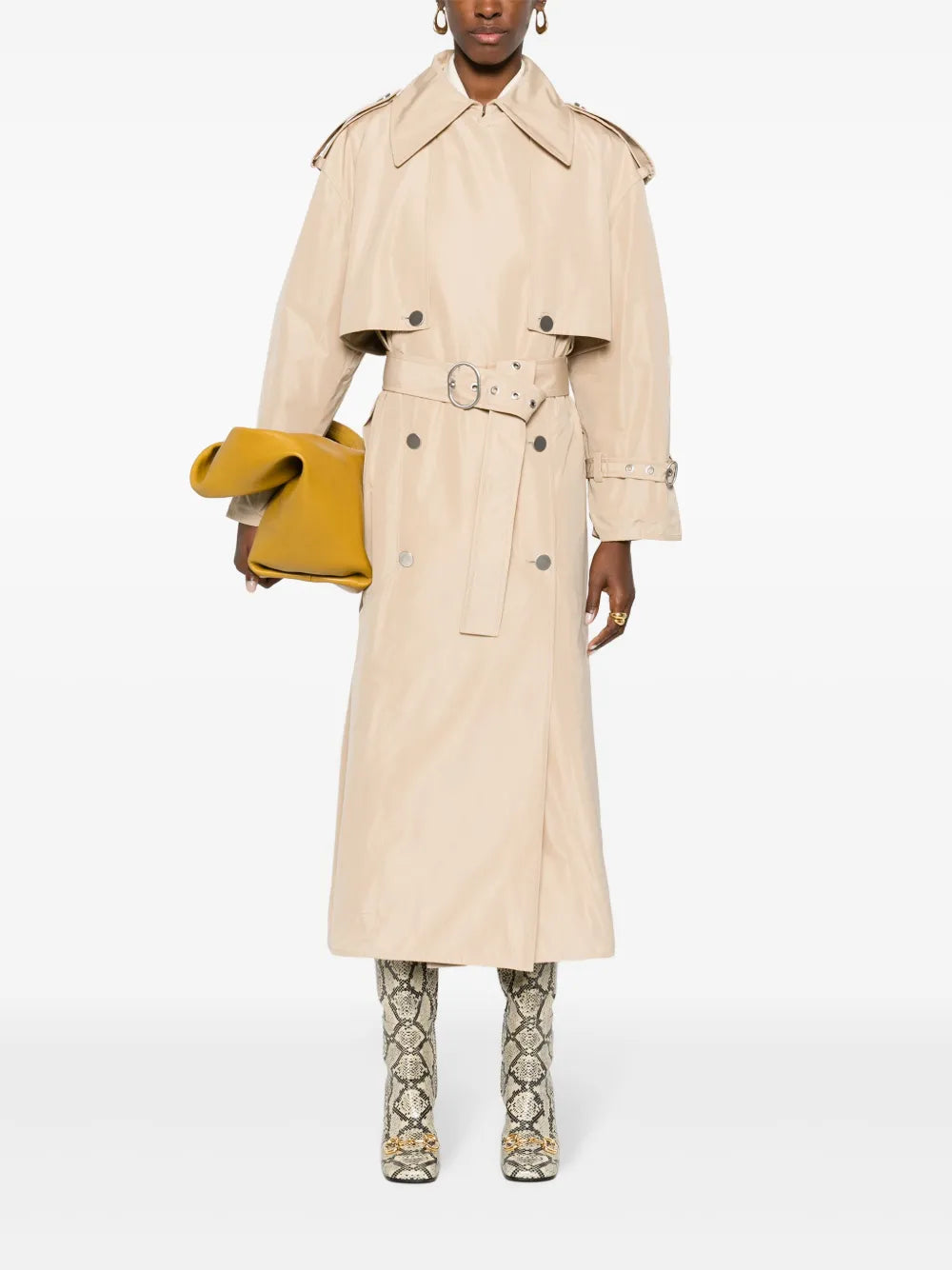 Textured Belted Trench Coat