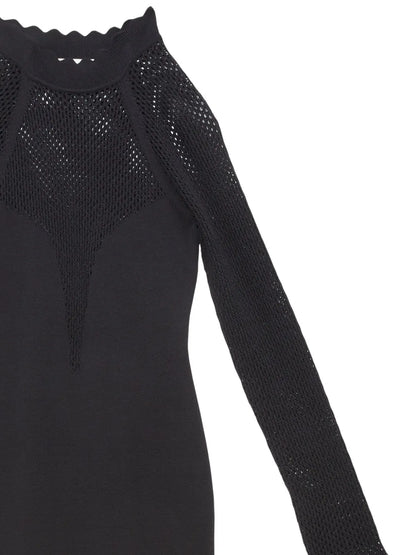 Pointelle-Knit Scalloped Dress