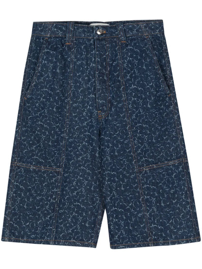 Floral-Print Denim Shorts