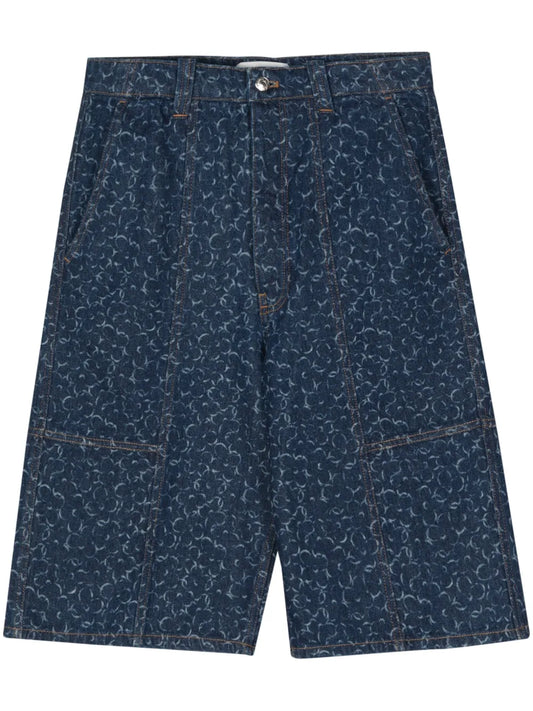 Floral-Print Denim Shorts