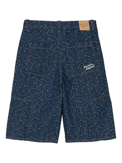 Floral-Print Denim Shorts