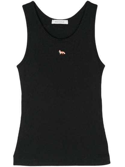 Fox-Motif Ribbed Tank Top