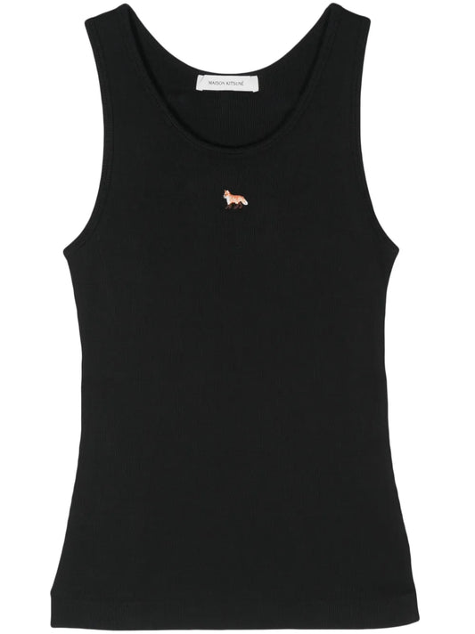 Fox-Motif Ribbed Tank Top