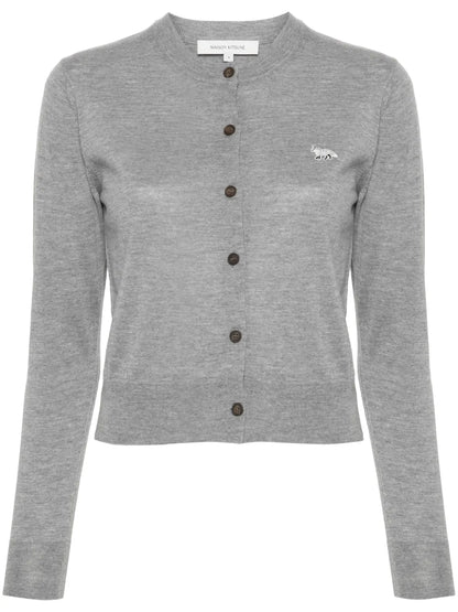 Logo-Embroidered Wool Cardigan