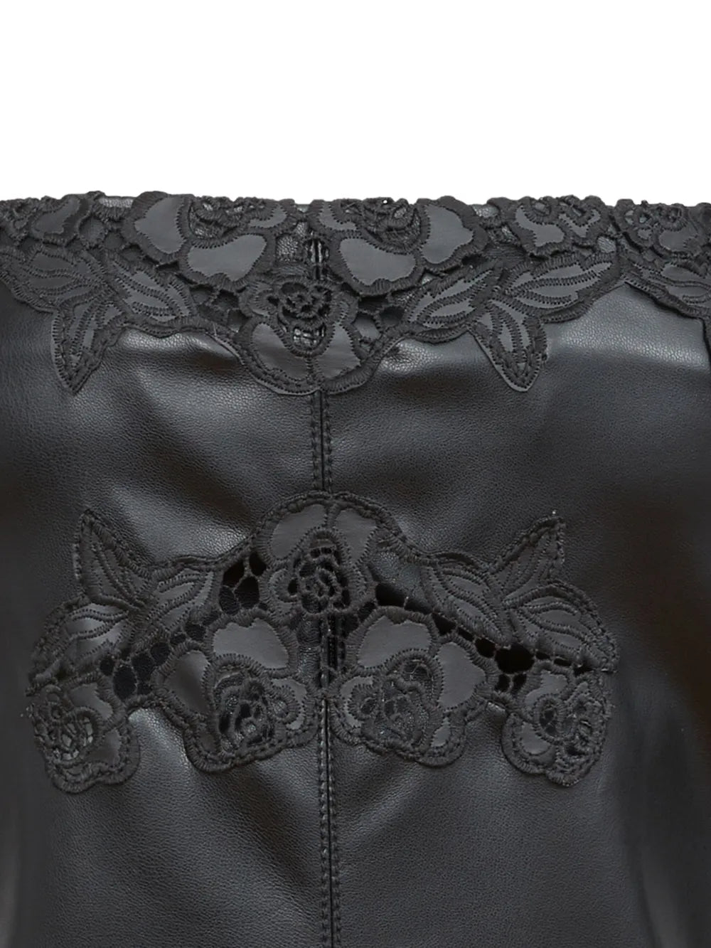 Vegan-Leather Guipure Mini Dress