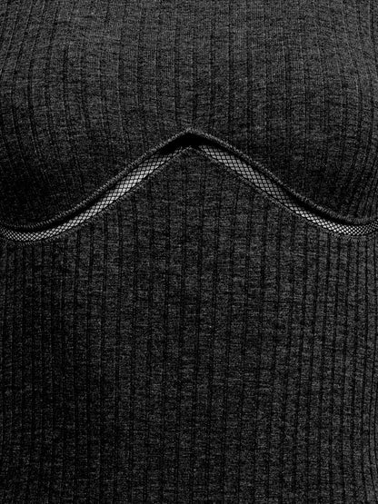 Lattice-Trim Ribbed Bodysuit